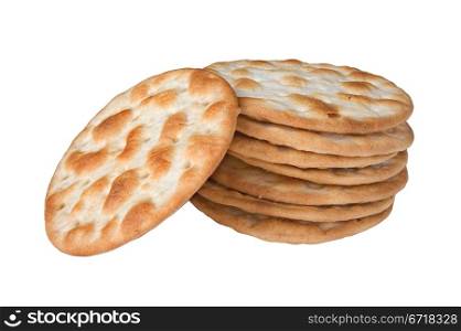 some wheat crackers isolated on white background
