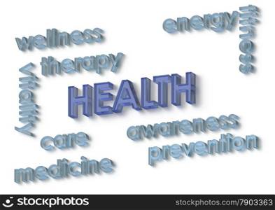 Some words associating with human health isolated on white.