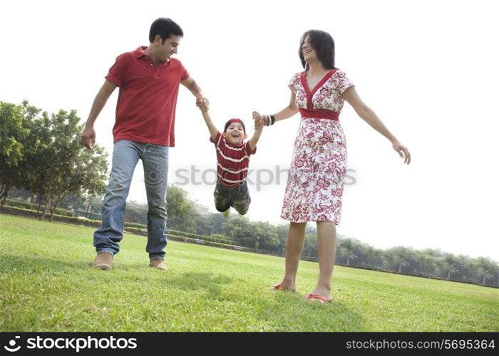 Son having fun with his parents