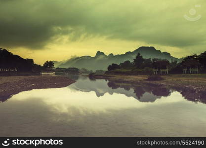 Song river at Vang Vieng, Laos