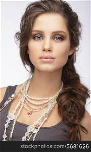 Sophisticated Woman with Ornamentation - Pearly Necklace