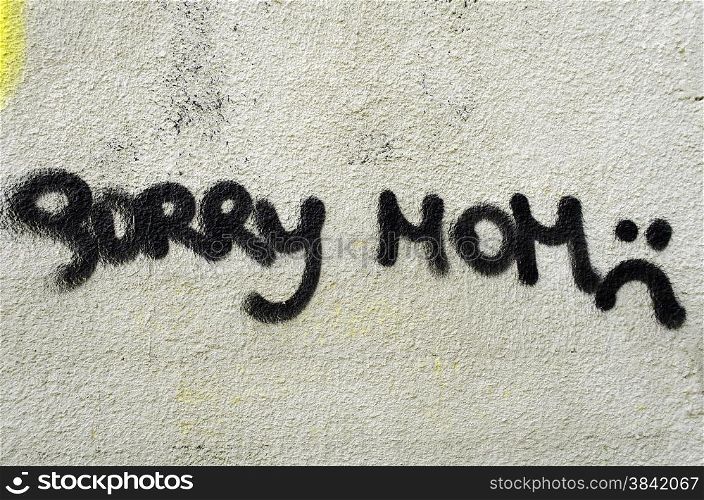 Sorry mom graphite on the wall art