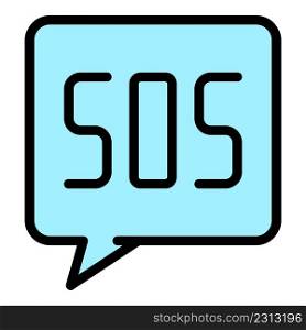 Sos chat icon. Outline sos chat vector icon color flat isolated. Sos chat icon color outline vector