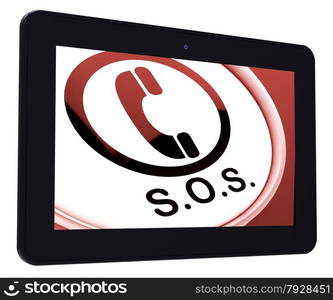 SOS Tablet Showing Call For Urgent Help