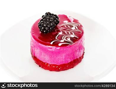 Souffle cake pink isolated on white background