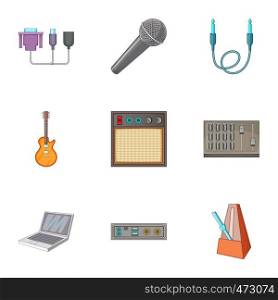Sound DJ icons set. Cartoon set of 9 Sound DJ vector icons for web isolated on white background. Sound DJ icons set, cartoon style