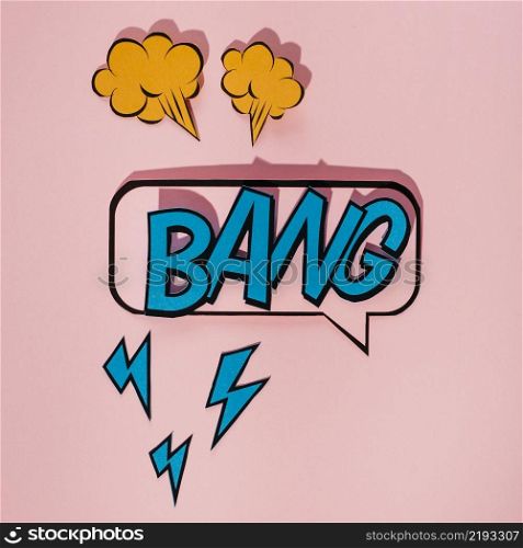 sound effect bang icon speech bubble pink background