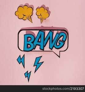 sound effect bang icon speech bubble pink background