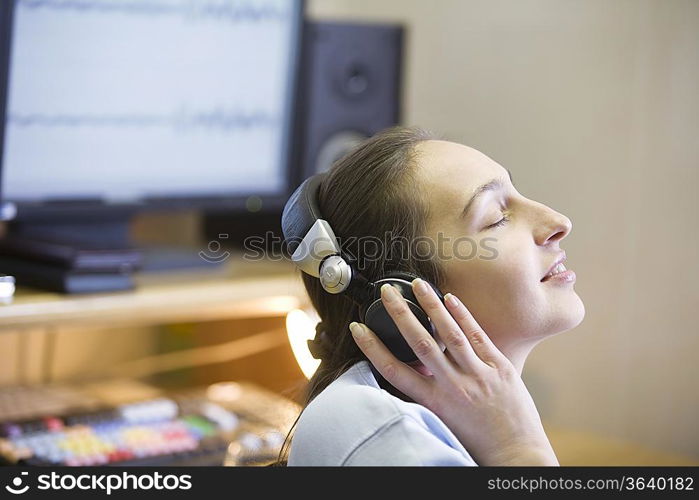 Sound engineer enjoying music