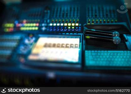 sound equipment at the concert. television shooting