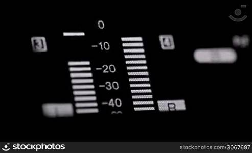 Sound indicators on the pro VCR. Macro shot.