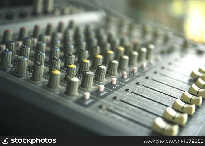 Sound recording studio or sound music mixer control panel
