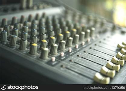 Sound recording studio or sound music mixer control panel