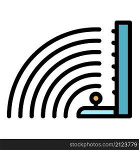 Sound volume waves icon. Outline sound volume waves vector icon color flat isolated. Sound volume waves icon color outline vector