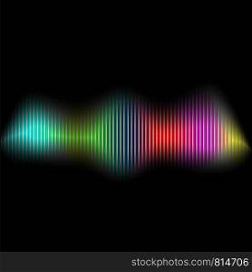 Sound Wave Colored Equalizer. Audio Digital technology, Pulse Musical Icon, Colorful Light Neon Technology Wave Concept on Black Background. Sound Wave Colored Equalizer. Audio Digital technology, Pulse Musical Icon, Colorful Light Neon Technology Wave Concept