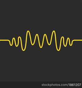 sound wave,pulse line and sound effect ilustration in black screen monitor vector icon template
