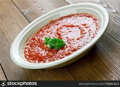 Soup of roasted tomatoes and onions.Australian cuisine