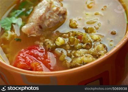 soup shourpa with moong dal .Uzbek cuisine