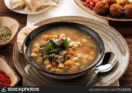 Soup with beef, chickpea and vegetables