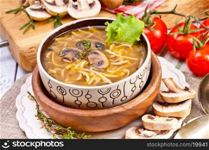 Soup with noodles and mushrooms&#xA;&#xA;