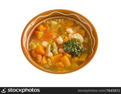 Soupe au Pistou - rench vegetable soup.,isolated