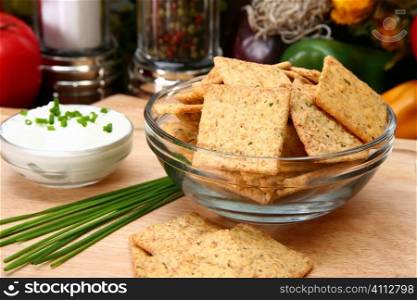 Sour Cream and Chive Flavored Crackers