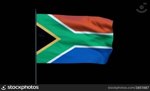 South Africa Flag Waving, Seamless Loop