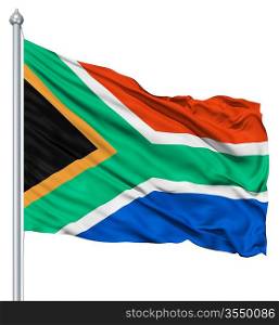 South Africa national flag waving in the wind