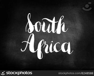 South Africa written on a blackboard