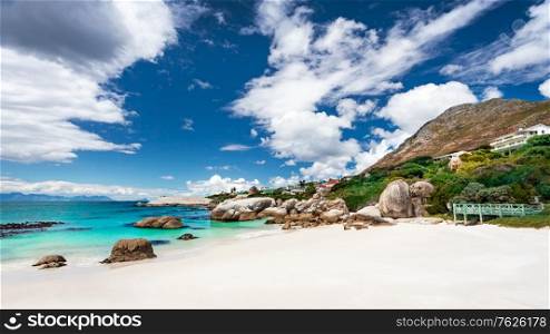 South African beach landscape, Boulders beach nature reserve, Siamon&rsquo;s Town, Western Cape, South Africa