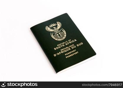 South African passport on white background