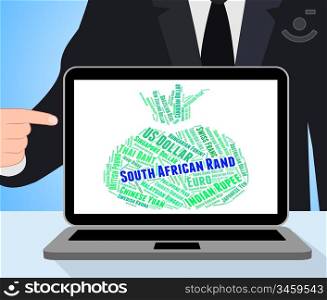South African Rand Showing Exchange Rate And Wordcloud