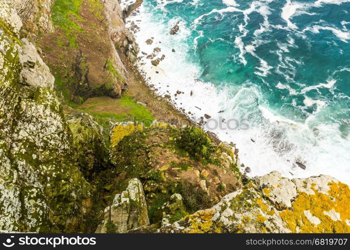 South African rocky ocean coastline along the Cape of Good Hope