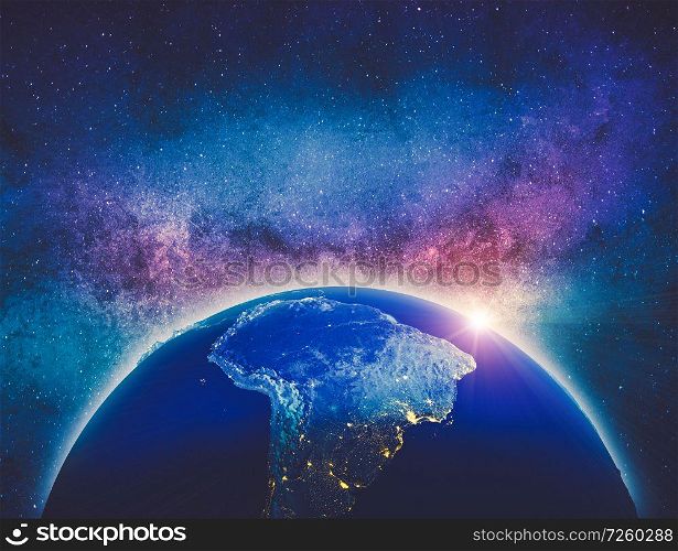 South America. Elements of this image furnished by NASA. 3d rendering. South America 3d rendering