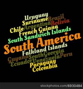 South American countries word cloud