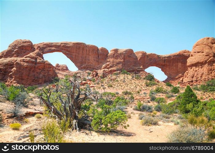 South and North Window Arches at the Arches National Park