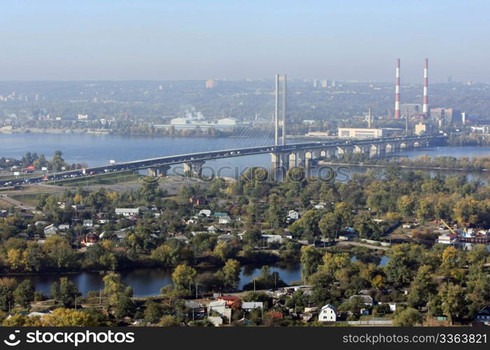 South bridge across the river Dnipro. Kyiv. Ukraine