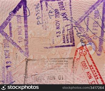 South east asia stamps in a passport page