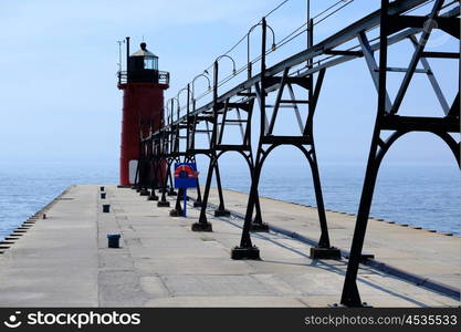 South Haven Lighthouse, built in 1903, Lake Michigan, MI, USA