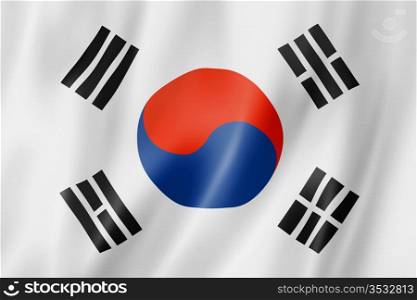 South Korea flag, three dimensional render, satin texture. South Korean flag