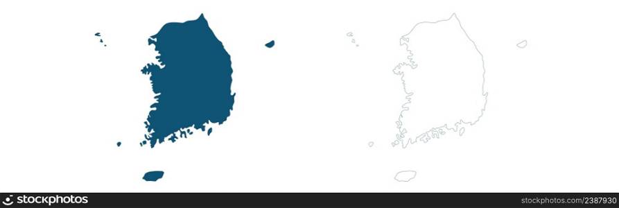 South Korea map in blue on a white background. Vector HD illustration. South Korea map in blue on a white background. Vector illustration