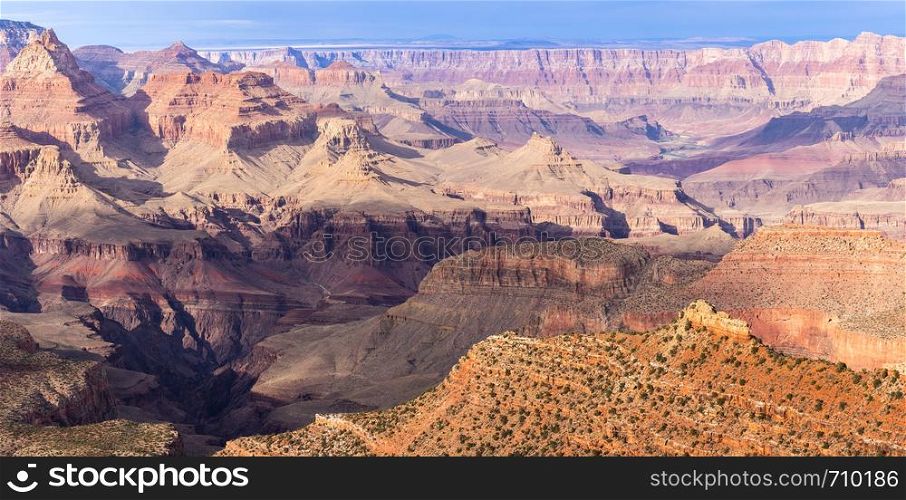 South rim of Grand Canyon in Arizona USA Panorama