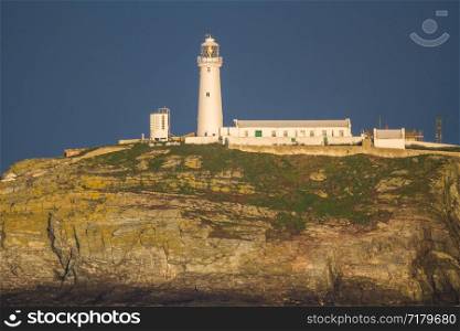 South Stack Lighthouse in morning light. Holyhead, Anglesey, North Wales, UK, landscape.