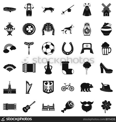 Souvenir icons set. Simple style of 36 souvenir vector icons for web isolated on white background. Souvenir icons set, simple style
