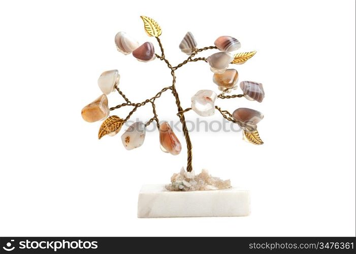souvenir stone tree isolated on white background