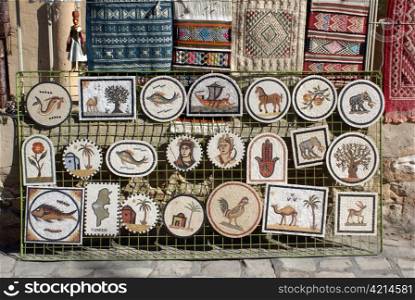 Souvenirs for tourists near roman theater in El-Jem, Tunisia