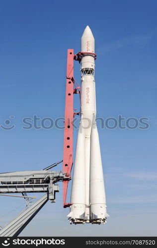 Soviet booster rocket Vostok in VDNKh (Exhibition of Achievements of the USSR National Economy), Moscow, Russia