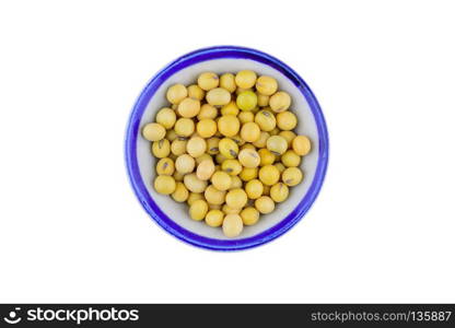 Soy beans in bowl isolated on white background with clipping path.Healthy and nutrition food concept.