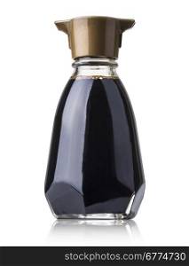 soy sauce bottle isolated on white with clipping path