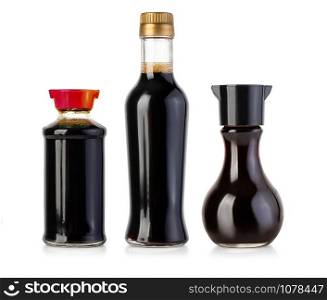 soy sauce bottles isolated on white background with clipping path